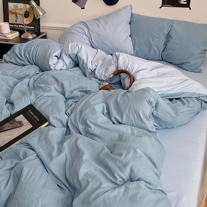 91家纺网 家纺一手货源 找家纺 梦卓家纺 2025爆款ins风超柔褶皱亲肤磨毛水洗棉四件套 绵绵豆冰