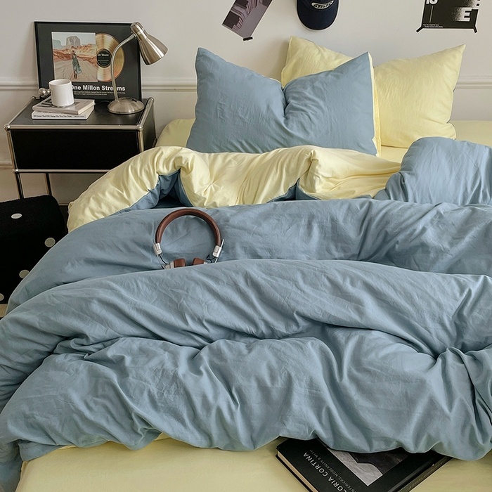 91家纺网 家纺一手货源 找家纺 梦卓家纺 2025爆款ins风超柔褶皱亲肤磨毛水洗棉四件套 浪漫地中海