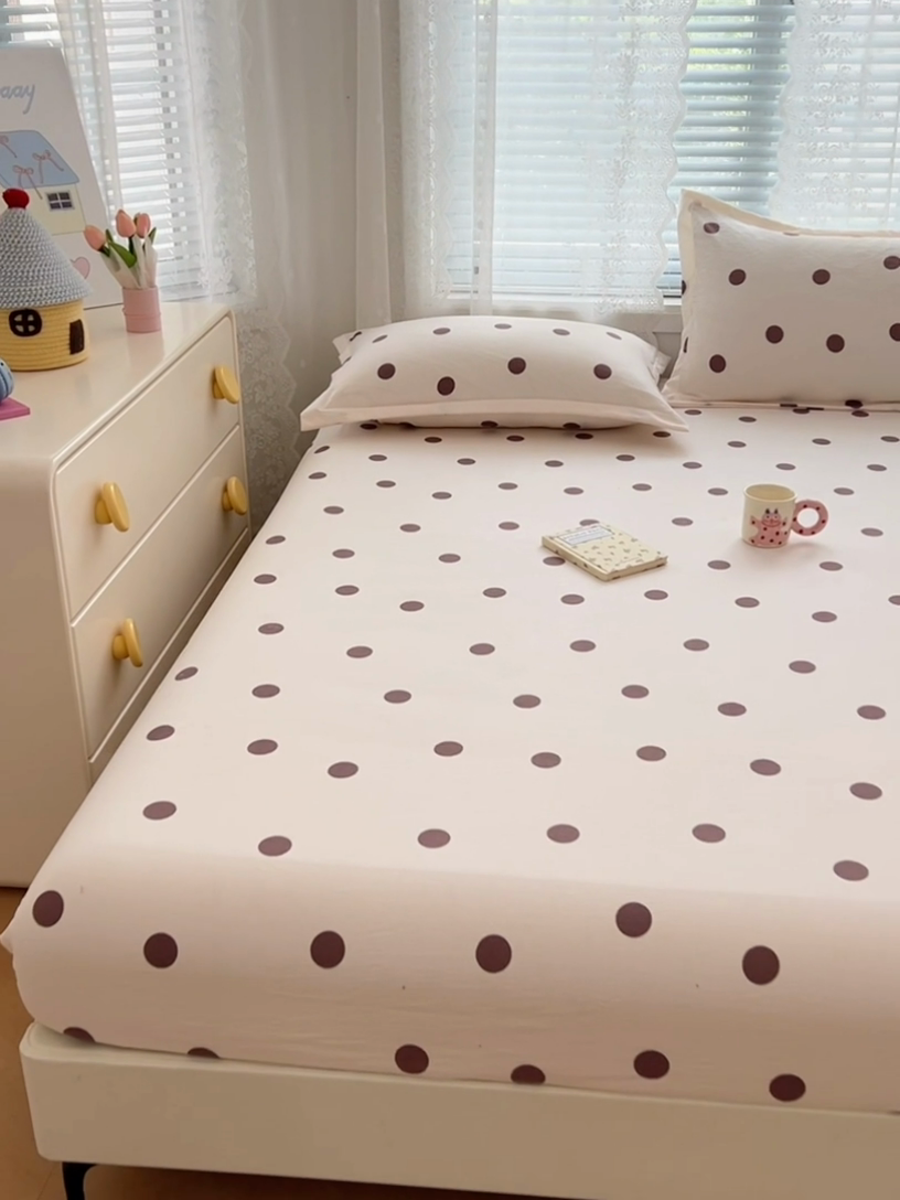 91家纺网 家纺一手货源 找家纺 （总）梦舒羽 2025新款双层纱双人枕套情侣学生长枕芯套枕头内胆套-缤纷波点