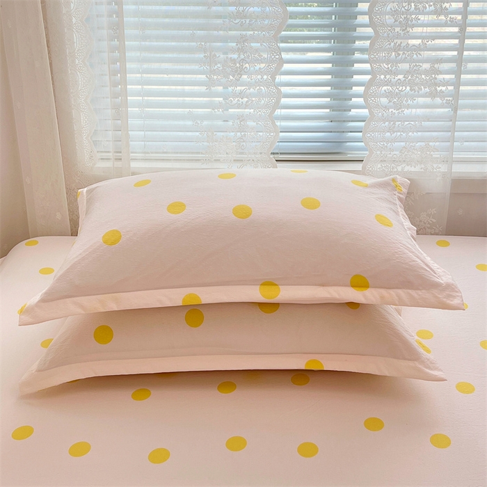 91家纺网 家纺一手货源 找家纺 梦舒羽 2025新款双层纱枕套宿舍学生单只枕芯套枕头内胆套一对装-缤纷波点 波点-向阳黄