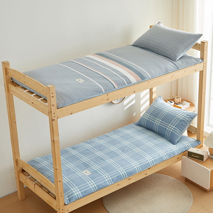 91家纺网 家纺一手货源 找家纺 2024新款水洗棉可拆洗棉花学生床垫床褥垫褥子床垫 蓝调格