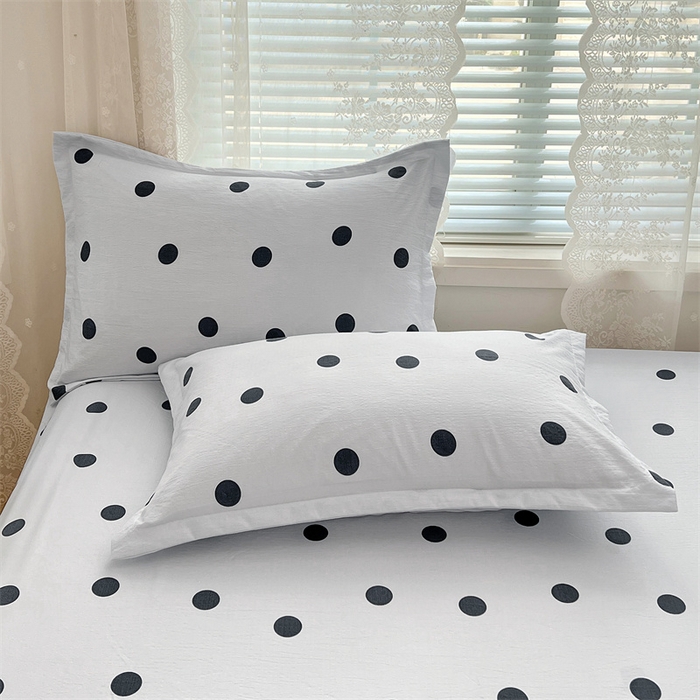 91家纺网 家纺一手货源 找家纺 梦舒羽 2025新款双层纱枕套宿舍学生单只枕芯套枕头内胆套一对装-缤纷波点 波点-至尊黑