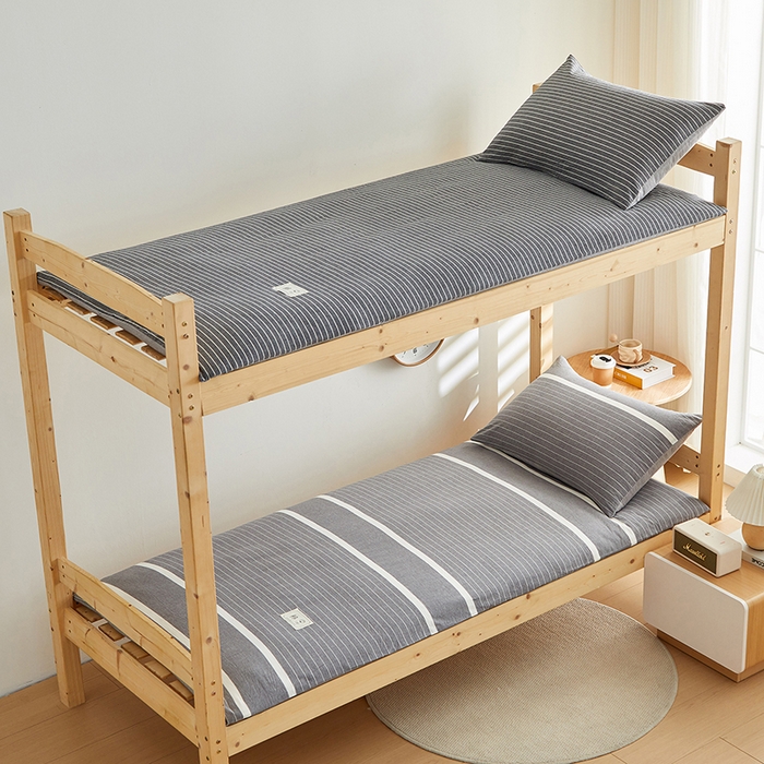 91家纺网 家纺一手货源 找家纺 2024新款水洗棉可拆洗棉花学生床垫床褥垫褥子床垫 灰白条