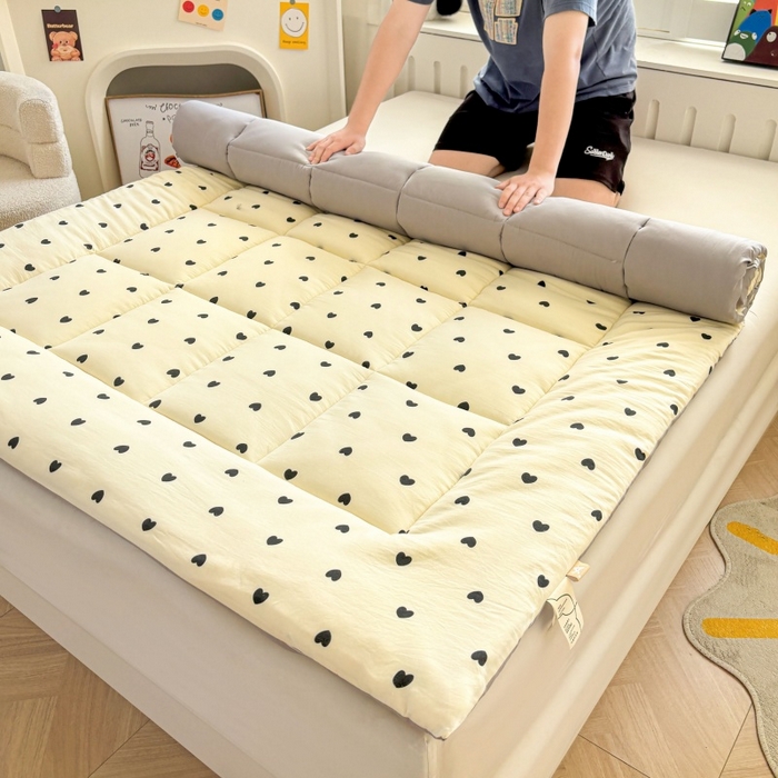 91家纺网 家纺一手货源 找家纺 魅图家纺 2025新款A类云朵棉印花棉花软床垫床褥子 爱心