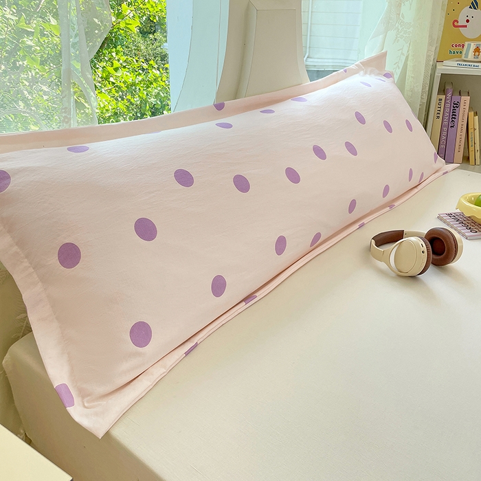 91家纺网 家纺一手货源 找家纺 梦舒羽 2025新款双层纱双人枕套情侣学生长枕芯套枕头内胆套-缤纷波点 波点-星黛紫