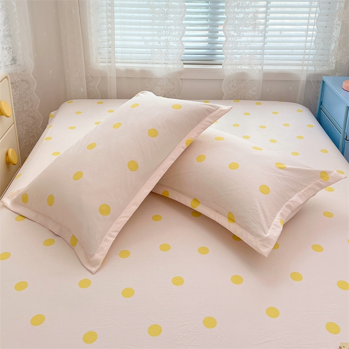 91家纺网 家纺一手货源 找家纺 梦舒羽 2025新款双层纱枕套宿舍学生单只枕芯套枕头内胆套一对装-缤纷波点 波点-向阳黄