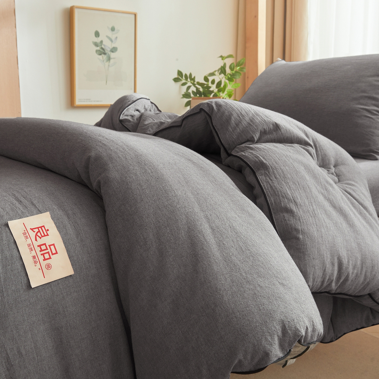 91家纺网 家纺一手货源 找家纺 熙宴家纺 2025新款水洗棉嵌绳款100%新疆棉花被 石灰