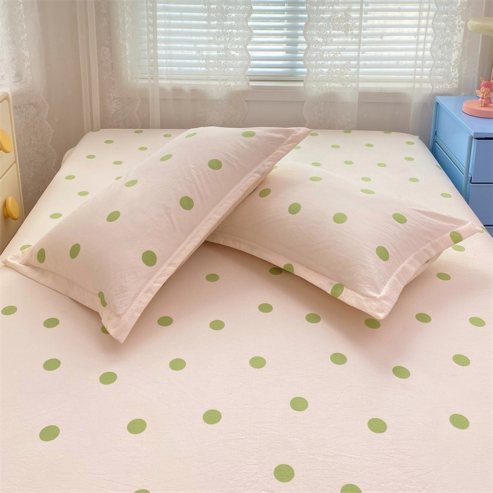 91家纺网 家纺一手货源 找家纺 梦舒羽 2025新款双层纱枕套宿舍学生单只枕芯套枕头内胆套一对装-缤纷波点 波点-清新绿