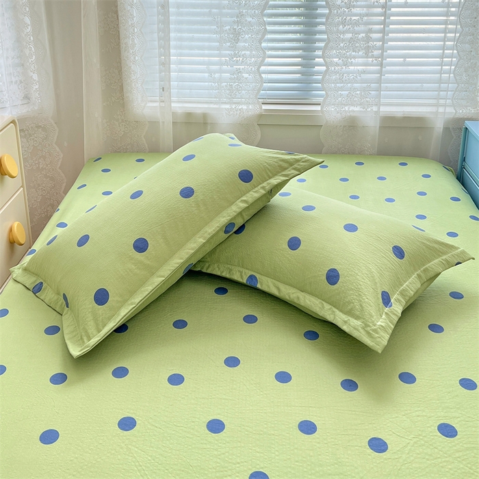 91家纺网 家纺一手货源 找家纺 梦舒羽 2025新款双层纱枕套宿舍学生单只枕芯套枕头内胆套一对装-缤纷波点 波点-布鲁蓝