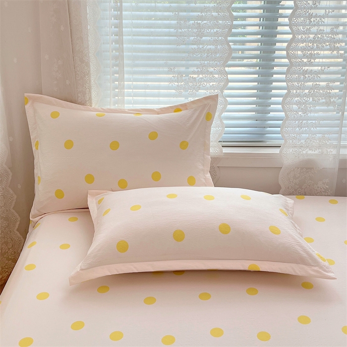 91家纺网 家纺一手货源 找家纺 梦舒羽 2025新款双层纱枕套宿舍学生单只枕芯套枕头内胆套一对装-缤纷波点 波点-向阳黄