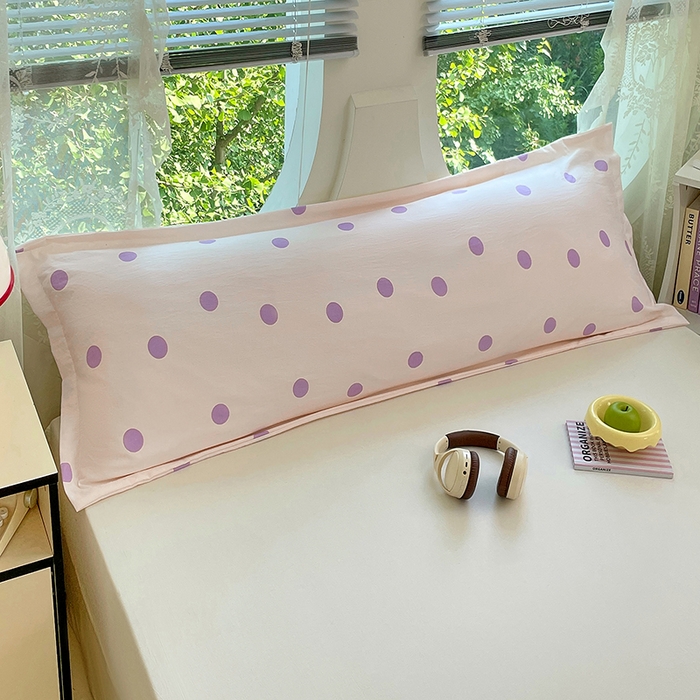 91家纺网 家纺一手货源 找家纺 梦舒羽 2025新款双层纱双人枕套情侣学生长枕芯套枕头内胆套-缤纷波点 波点-星黛紫