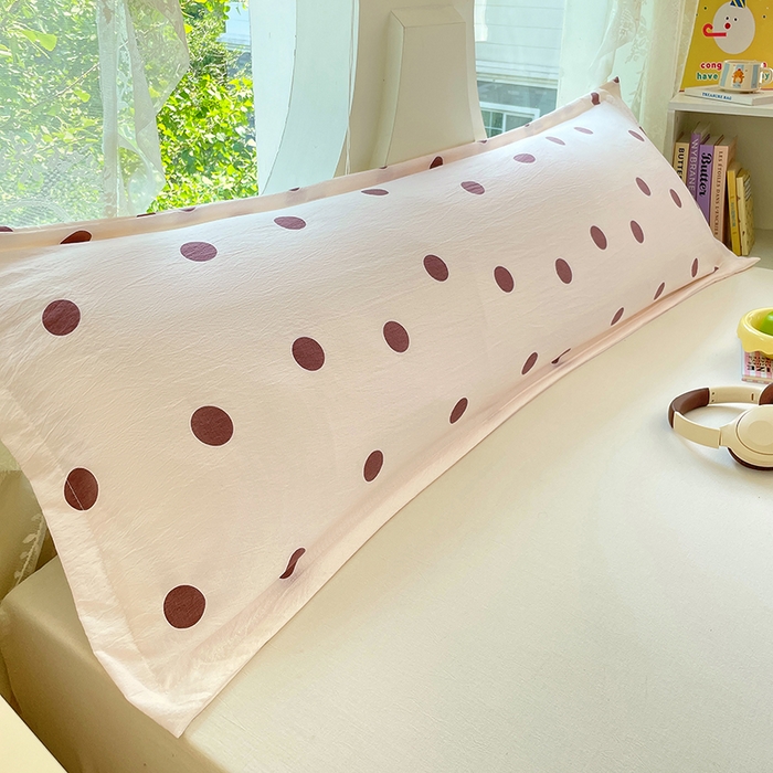 91家纺网 家纺一手货源 找家纺 （总）梦舒羽 2025新款双层纱双人枕套情侣学生长枕芯套枕头内胆套-缤纷波点