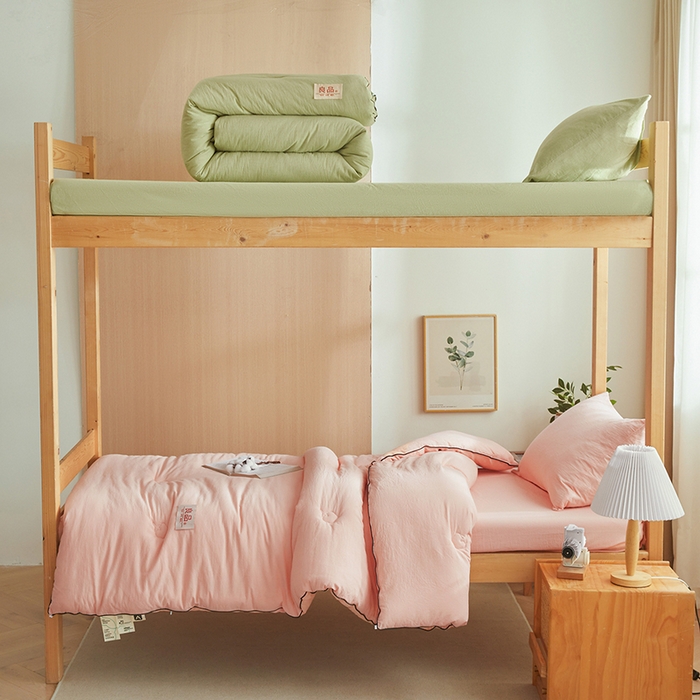 91家纺网 家纺一手货源 找家纺 熙宴家纺 2025新款水洗棉嵌绳款100%新疆棉花被 粉玉