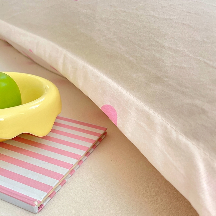 91家纺网 家纺一手货源 找家纺 梦舒羽 2025新款双层纱双人枕套情侣学生长枕芯套枕头内胆套-缤纷波点 波点-樱花粉