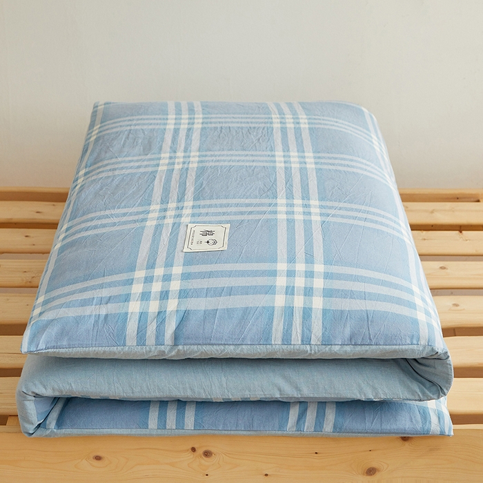 91家纺网 家纺一手货源 找家纺 2024新款水洗棉可拆洗棉花学生床垫床褥垫褥子床垫 蓝调格