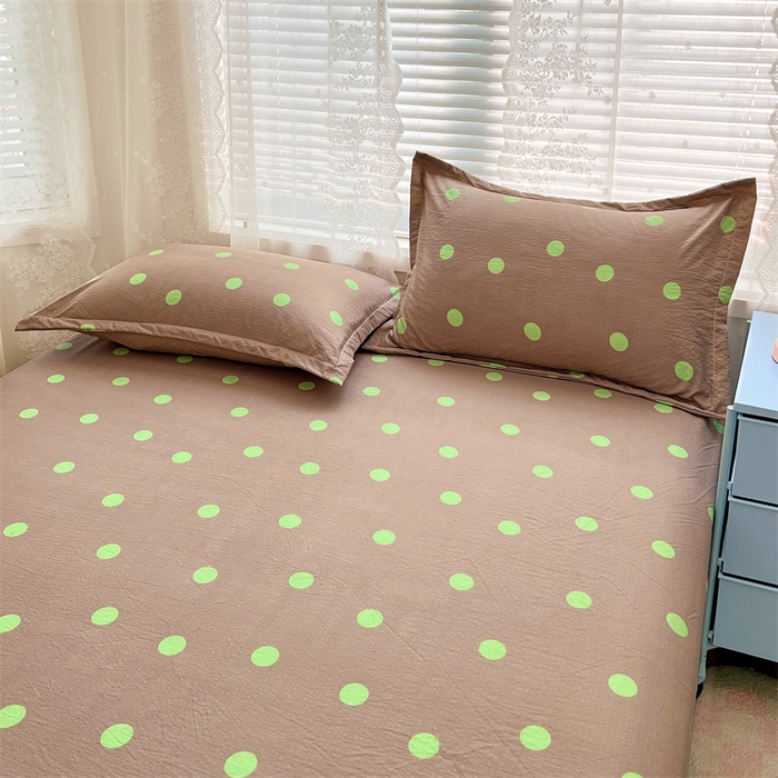 91家纺网 家纺一手货源 找家纺 梦舒羽 2025新款双层纱枕套宿舍学生单只枕芯套枕头内胆套一对装-缤纷波点 波点-卡其绿