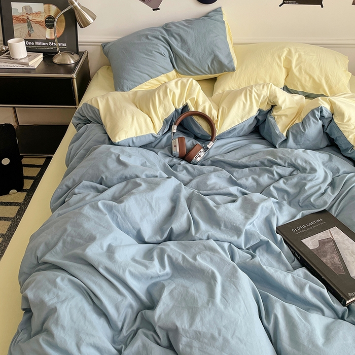 91家纺网 家纺一手货源 找家纺 梦卓家纺 2025爆款ins风超柔褶皱亲肤磨毛水洗棉四件套 浪漫地中海