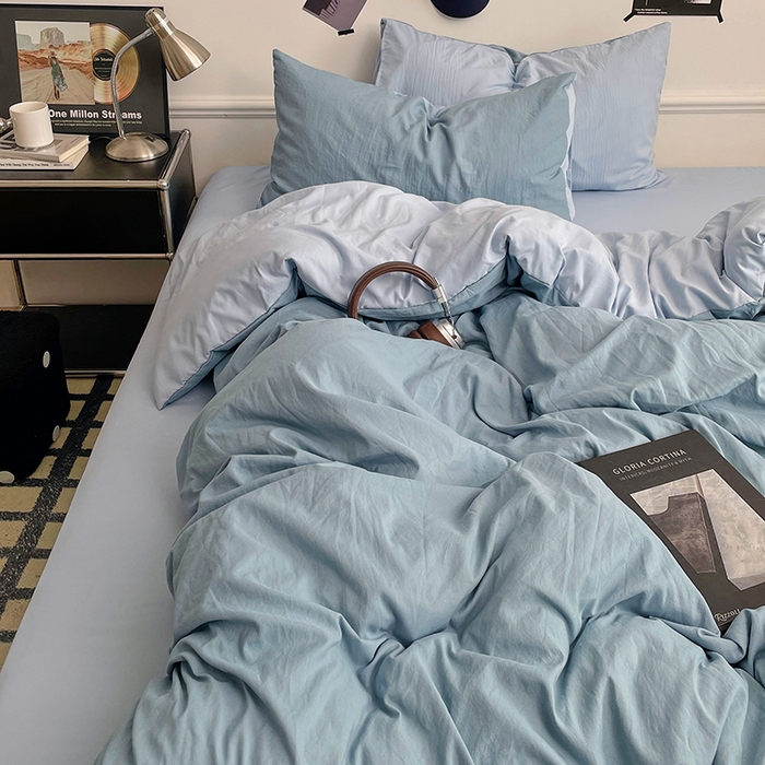 91家纺网 家纺一手货源 找家纺 梦卓家纺 2025爆款ins风超柔褶皱亲肤磨毛水洗棉四件套 绵绵豆冰