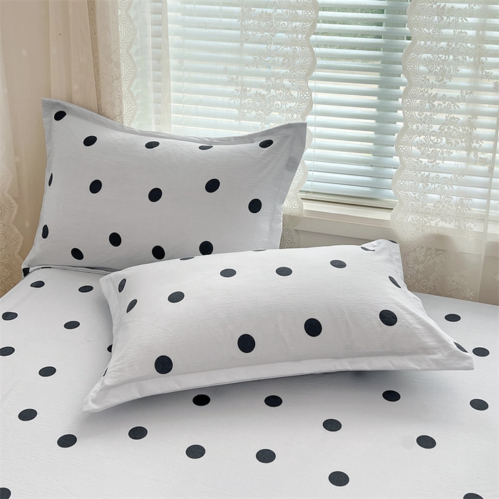 91家纺网 家纺一手货源 找家纺 梦舒羽 2025新款双层纱枕套宿舍学生单只枕芯套枕头内胆套一对装-缤纷波点 波点-至尊黑