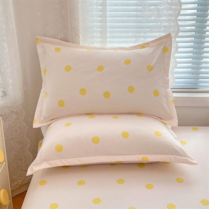 91家纺网 家纺一手货源 找家纺 梦舒羽 2025新款双层纱枕套宿舍学生单只枕芯套枕头内胆套一对装-缤纷波点 波点-向阳黄