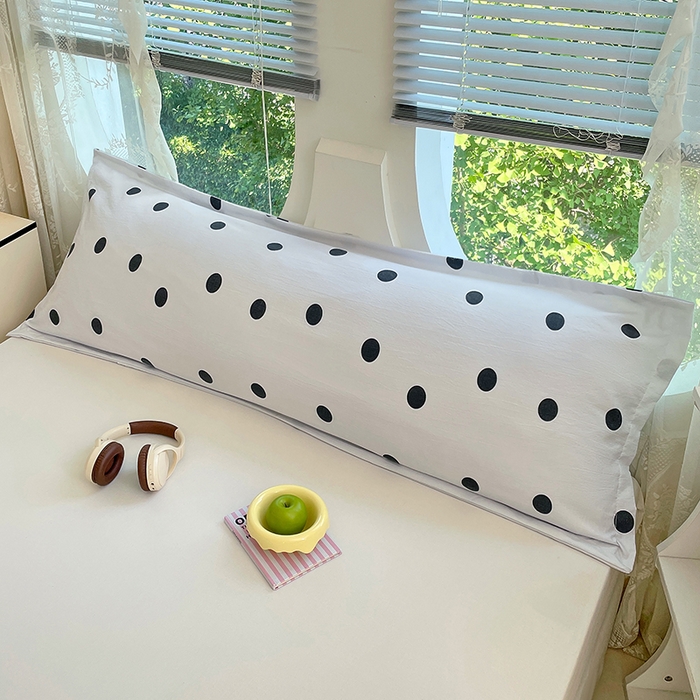 91家纺网 家纺一手货源 找家纺 梦舒羽 2025新款双层纱双人枕套情侣学生长枕芯套枕头内胆套-缤纷波点 波点-至尊黑