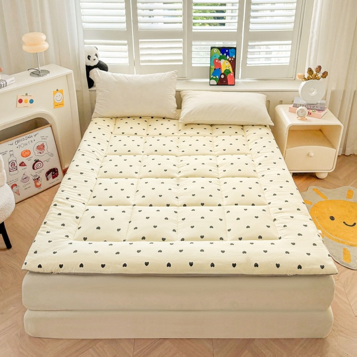 91家纺网 家纺一手货源 找家纺 魅图家纺 2025新款A类云朵棉印花棉花软床垫床褥子 爱心