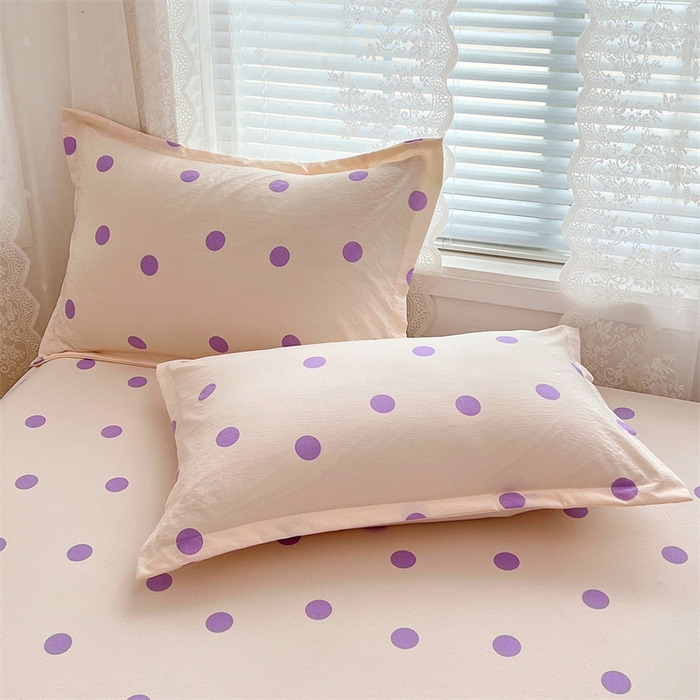 91家纺网 家纺一手货源 找家纺 梦舒羽 2025新款双层纱枕套宿舍学生单只枕芯套枕头内胆套一对装-缤纷波点 波点-星黛紫