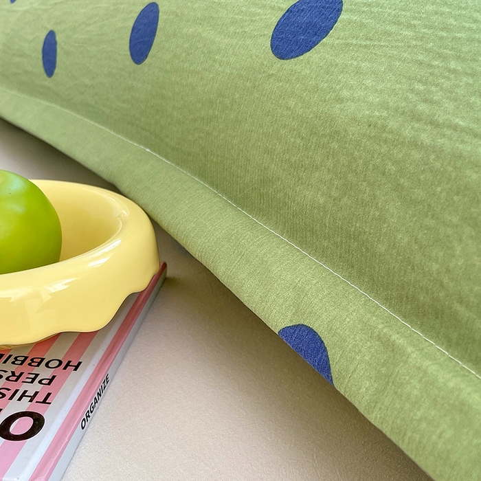 91家纺网 家纺一手货源 找家纺 梦舒羽 2025新款双层纱双人枕套情侣学生长枕芯套枕头内胆套-缤纷波点 波点-布鲁蓝