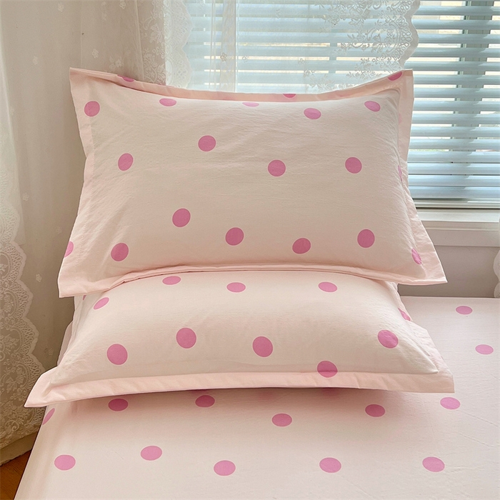 91家纺网 家纺一手货源 找家纺 梦舒羽 2025新款双层纱枕套宿舍学生单只枕芯套枕头内胆套一对装-缤纷波点 波点-樱花粉