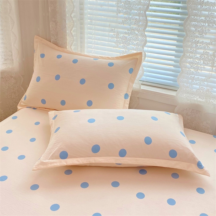 91家纺网 家纺一手货源 找家纺 梦舒羽 2025新款双层纱枕套宿舍学生单只枕芯套枕头内胆套一对装-缤纷波点 波点-浅天蓝