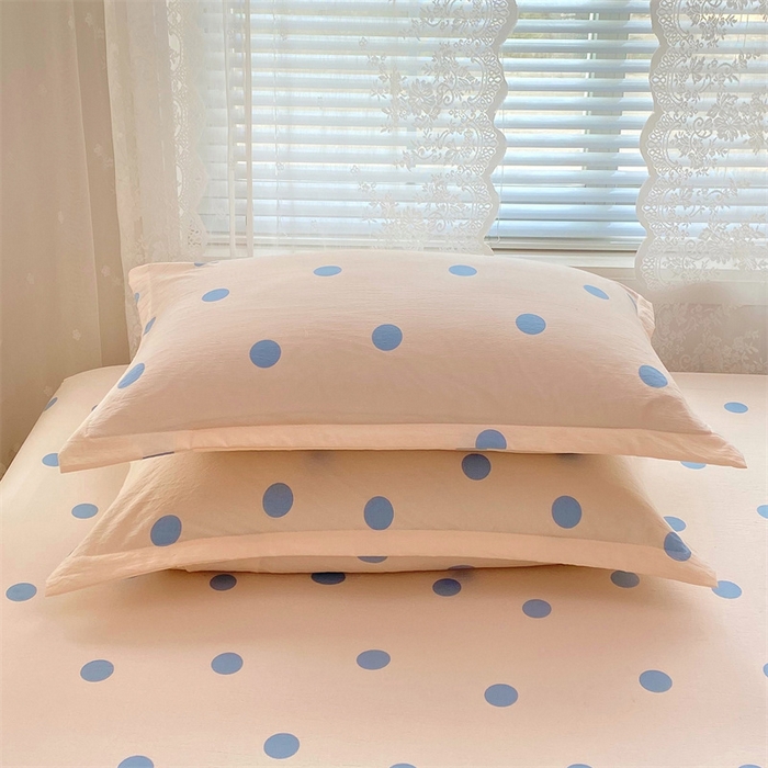91家纺网 家纺一手货源 找家纺 梦舒羽 2025新款双层纱枕套宿舍学生单只枕芯套枕头内胆套一对装-缤纷波点 波点-浅天蓝