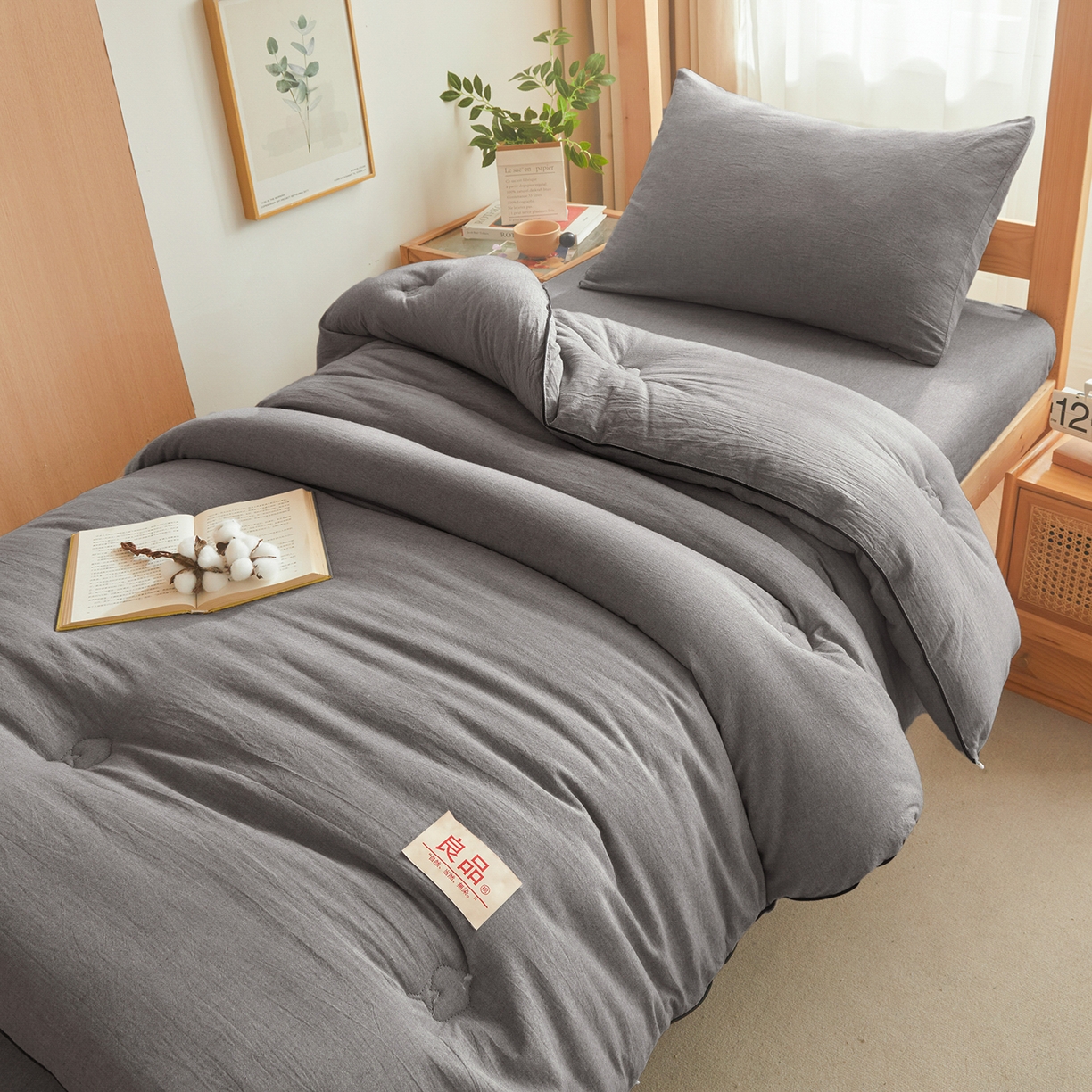 91家纺网 家纺一手货源 找家纺 熙宴家纺 2025新款水洗棉嵌绳款100%新疆棉花被 石灰