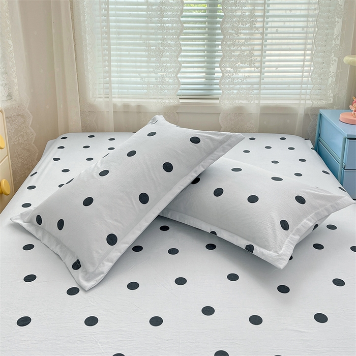 91家纺网 家纺一手货源 找家纺 梦舒羽 2025新款双层纱枕套宿舍学生单只枕芯套枕头内胆套一对装-缤纷波点 波点-至尊黑