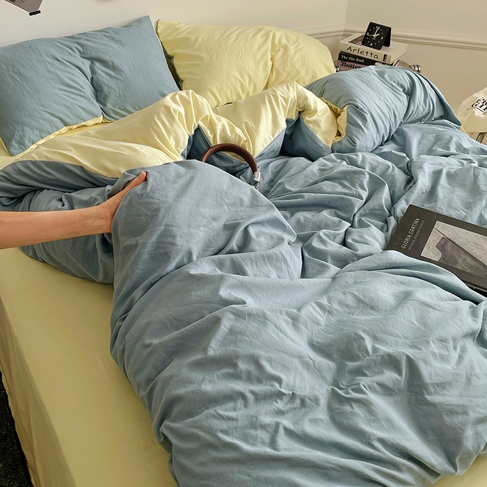 91家纺网 家纺一手货源 找家纺 梦卓家纺 2025爆款ins风超柔褶皱亲肤磨毛水洗棉四件套 浪漫地中海