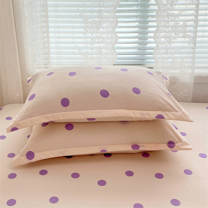 91家纺网 家纺一手货源 找家纺 梦舒羽 2025新款双层纱枕套宿舍学生单只枕芯套枕头内胆套一对装-缤纷波点 波点-星黛紫
