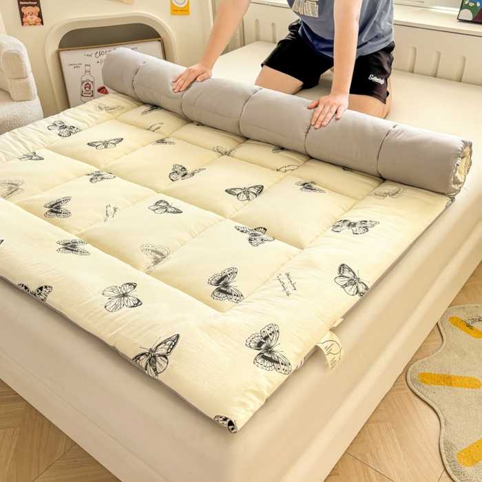 91家纺网 家纺一手货源 找家纺 魅图家纺 2025新款A类云朵棉印花棉花软床垫床褥子 蝶恋舞