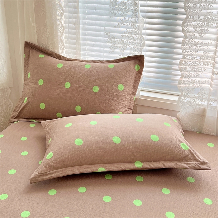91家纺网 家纺一手货源 找家纺 梦舒羽 2025新款双层纱枕套宿舍学生单只枕芯套枕头内胆套一对装-缤纷波点 波点-卡其绿