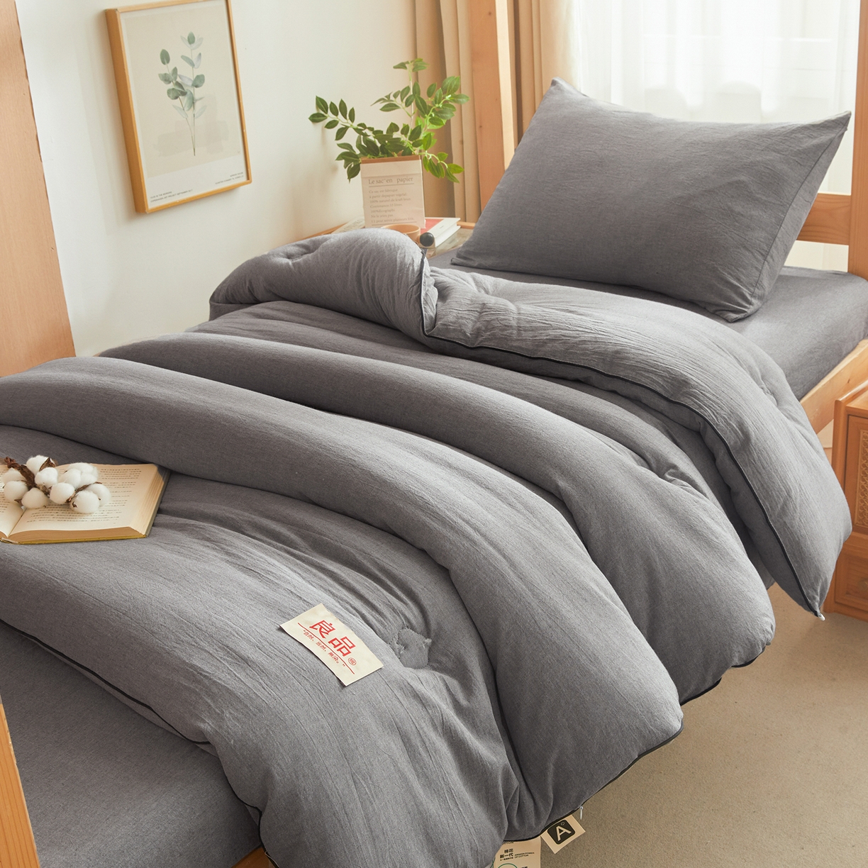 91家纺网 家纺一手货源 找家纺 熙宴家纺 2025新款水洗棉嵌绳款100%新疆棉花被 石灰