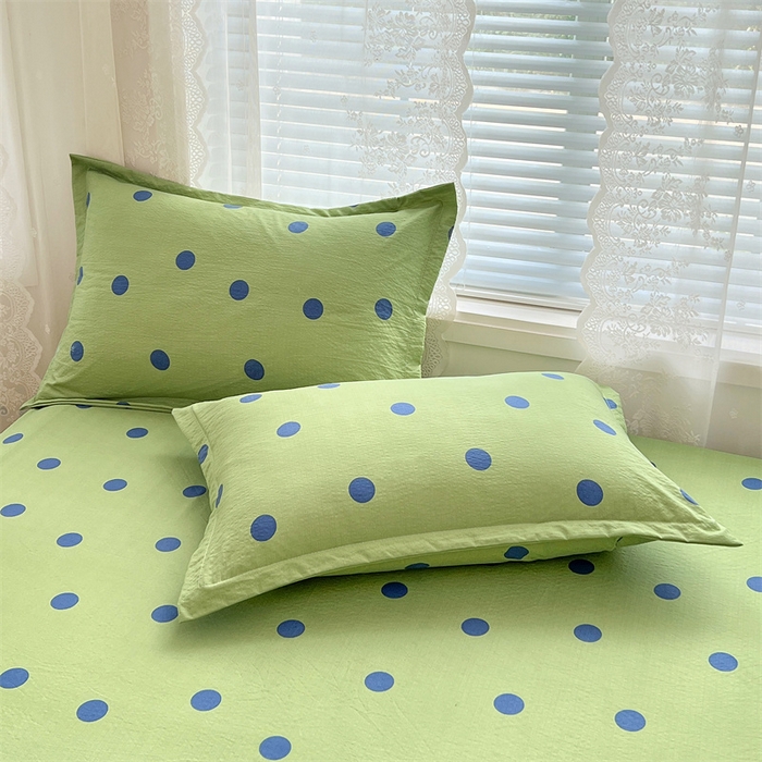 91家纺网 家纺一手货源 找家纺 梦舒羽 2025新款双层纱枕套宿舍学生单只枕芯套枕头内胆套一对装-缤纷波点 波点-布鲁蓝