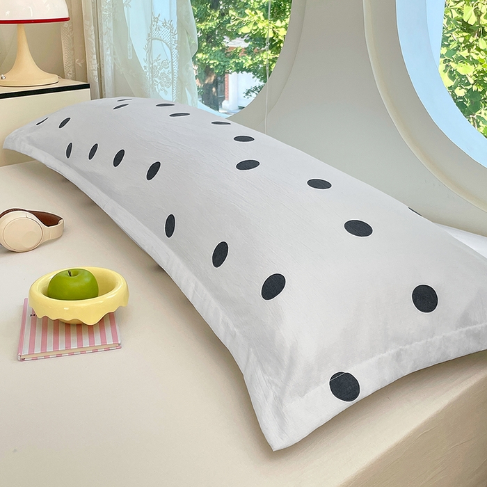 91家纺网 家纺一手货源 找家纺 梦舒羽 2025新款双层纱双人枕套情侣学生长枕芯套枕头内胆套-缤纷波点 波点-至尊黑