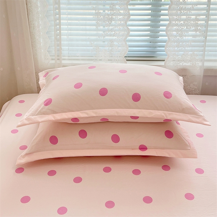 91家纺网 家纺一手货源 找家纺 梦舒羽 2025新款双层纱枕套宿舍学生单只枕芯套枕头内胆套一对装-缤纷波点 波点-樱花粉