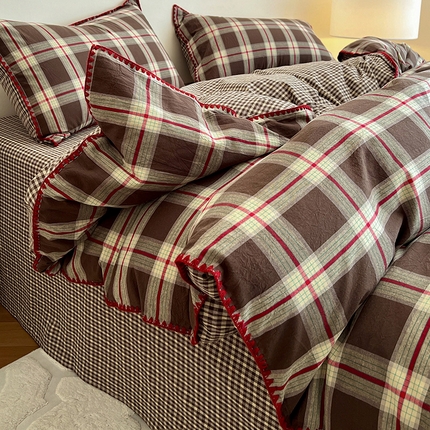 91家纺网 家纺一手货源 找家纺 （总）静家居-简约原创家纺 2025新款A类色织水洗棉贝壳针系列四件套