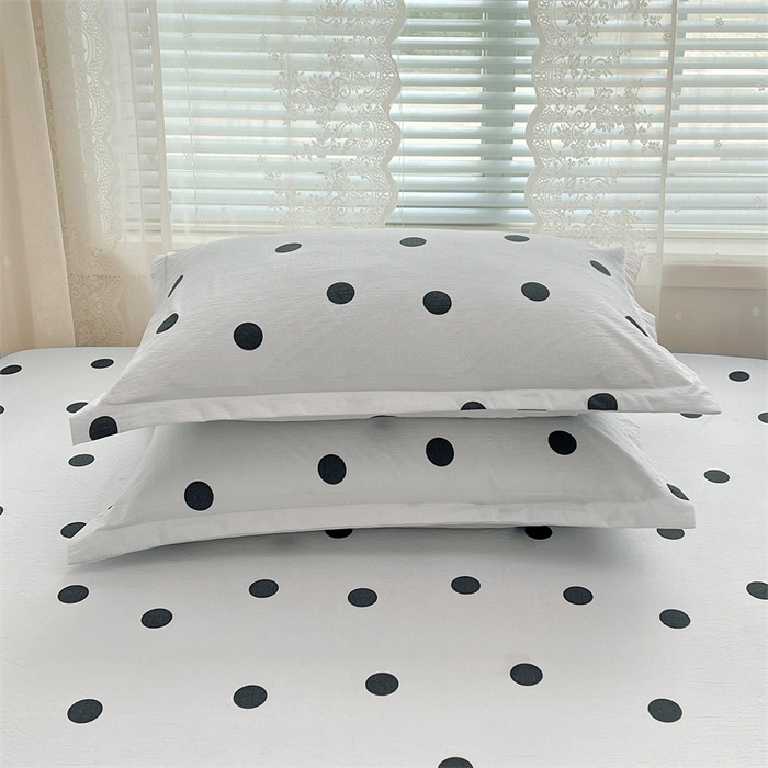 91家纺网 家纺一手货源 找家纺 梦舒羽 2025新款双层纱枕套宿舍学生单只枕芯套枕头内胆套一对装-缤纷波点 波点-至尊黑