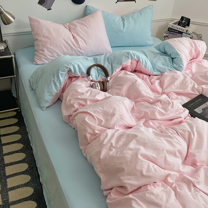 91家纺网 家纺一手货源 找家纺 梦卓家纺 2025爆款ins风超柔褶皱亲肤磨毛水洗棉四件套 草莓冰