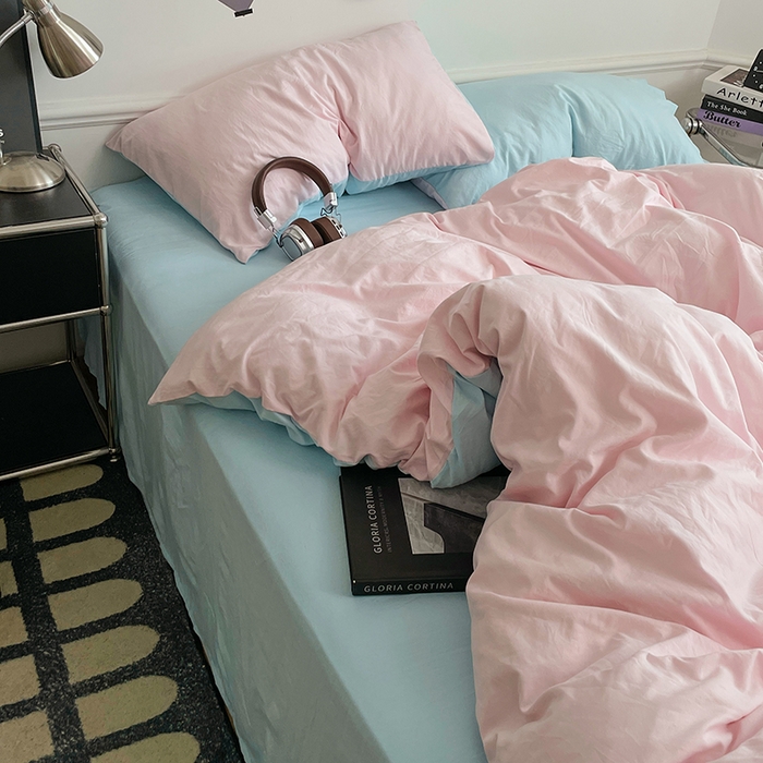 91家纺网 家纺一手货源 找家纺 梦卓家纺 2025爆款ins风超柔褶皱亲肤磨毛水洗棉四件套 草莓冰