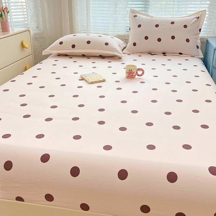 91家纺网 家纺一手货源 找家纺 （总）梦舒羽 2025新款双层纱床笠机洗家用防滑透气床罩床垫床单保护套-缤纷波点