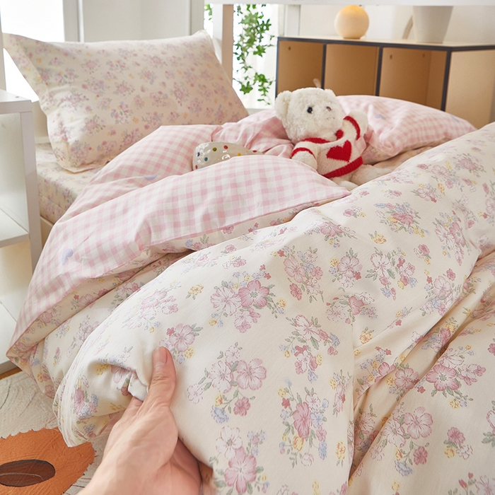 91家纺网 家纺一手货源 找家纺 安逸家纺 2024新款全棉学生三件套纯棉学生宿舍三件套 洛琳粉