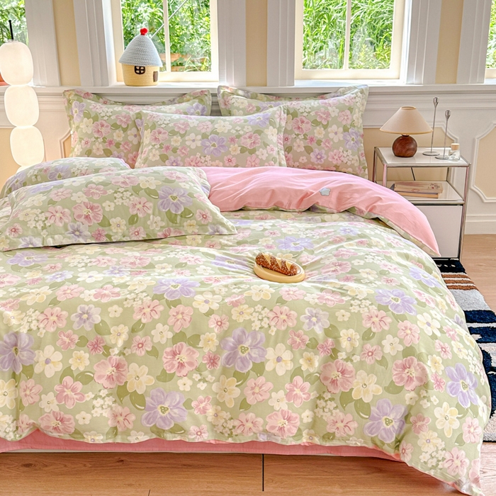 91家纺网 家纺一手货源 找家纺 帛织澜 12868全棉喷气印花四件套 七色花海