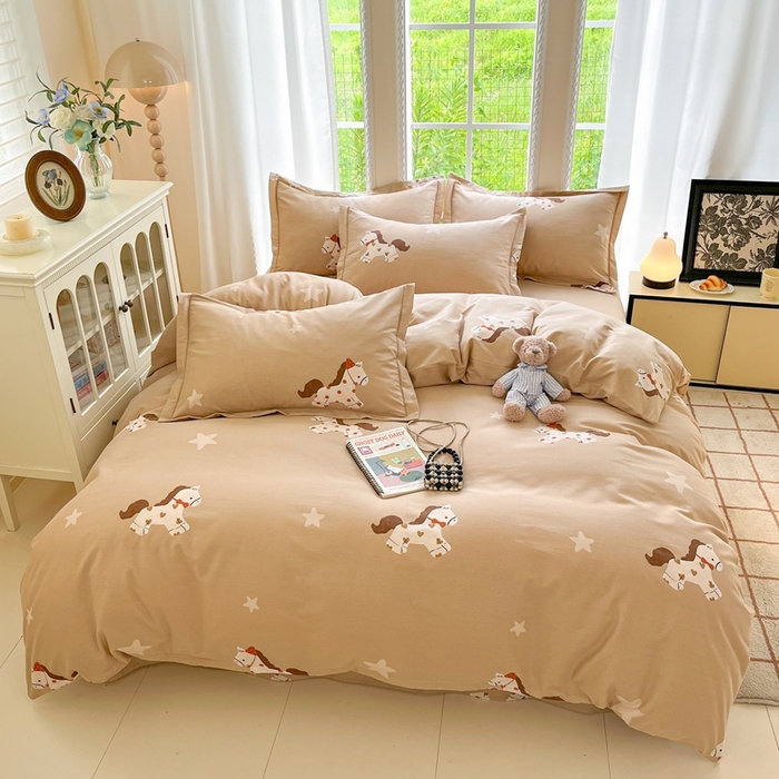 91家纺网 家纺一手货源 找家纺 莱通家纺 2025新款新疆棉加厚生态磨毛印花四件套 贝儿