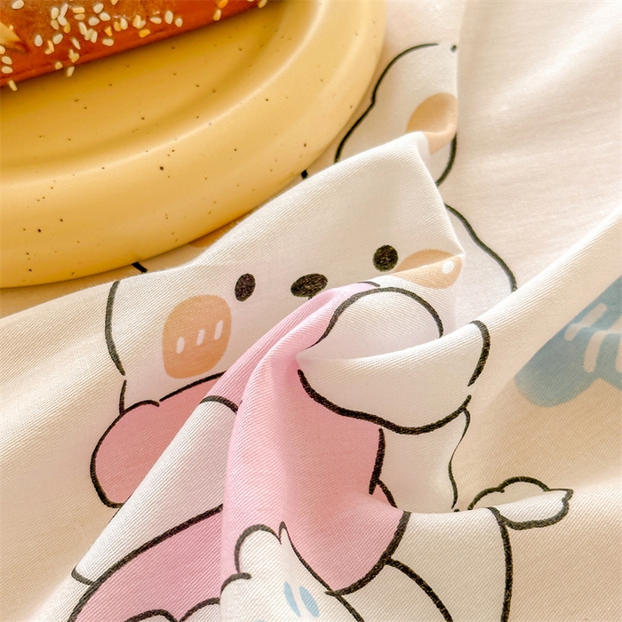 91家纺网 家纺一手货源 找家纺 帛织澜家纺 2025新款喷气12868系列纯棉印花单床笠 星星兔